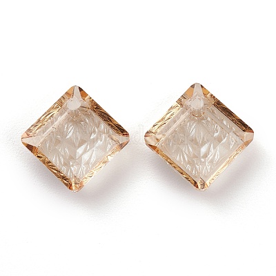 Embossed Glass Rhinestone Pendants&nbsp;GLAA-J101-03A-001GS-1