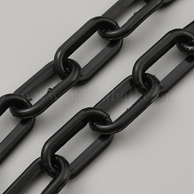 プラスチックアズキチェーン  スプール/カード用紙なし  ブラック  36x19x5mm&nbsp;FIND-WH20003-80-1