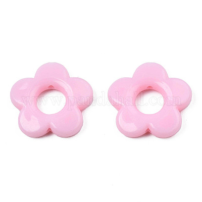 不透明なアクリルビーズフレーム  花  ピンク  19x20x3.5mm  穴：1.6mm  内径：6.5mm  約632個/500g&nbsp;SACR-TAC0004-01D-1