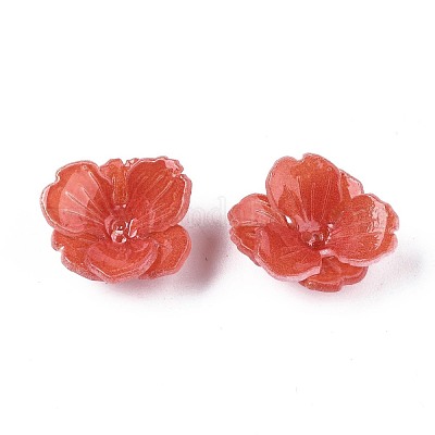 プラスチックビーズ  花  トマト  14x14x7mm  穴：0.7mm&nbsp;KY-N015-026-1