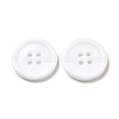 樹脂ボタン  染め  フラットラウンド  ホワイト  20x3mm  穴：2mm  195個/袋&nbsp;RESI-D030-20mm-01-1
