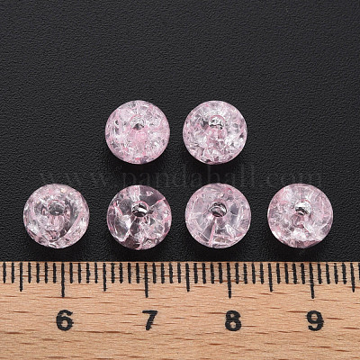 クリアクラックアクリルビーズ  ラウンド  ピンク  8x7mm  穴：1.8~2mm  約1745個/500g&nbsp;MACR-S373-66-N02-1