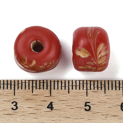 手作りランプワークビーズ  コラム  ファイヤーブリック  11~13x10~11mm  穴：2~3mm&nbsp;LAMP-M020-01B-1