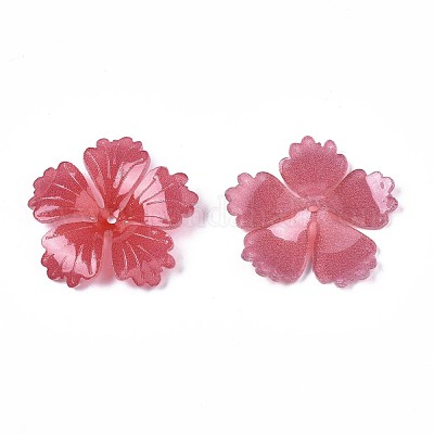プラスチックビーズ  花  サクランボ色  23x23.5x4mm  穴：1.2mm&nbsp;KY-N015-66-1