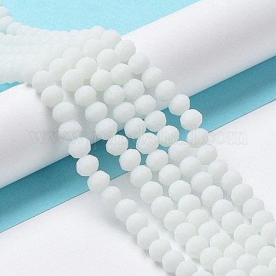 ガラスビーズ連売り  多面カット  艶消し  ロンデル  ホワイト  3.5~3.8mm  穴：0.8~1mm  約105~110個/連  29~31cm&nbsp;EGLA-A034-P3mm-MD01-1