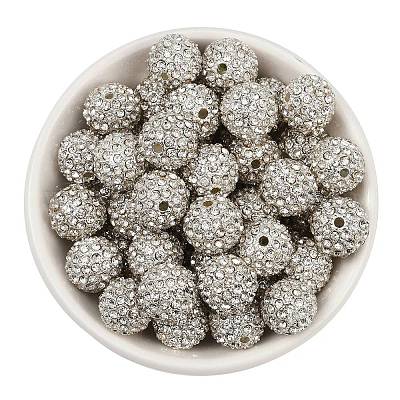 合金ラインストーンビーズ  グレードA  ラウンド  銀色のメッキ  クリスタル  12mm  穴：2mm&nbsp;RB-A034-12mm-A01S-1