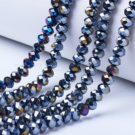 Electroplate Glass Beads Strands EGLA-A044-P6mm-B18-1