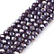 Electroplate Glass Beads Strands, Opaque Solid Color, AB Color Plated, Faceted, Rondelle, Purple, 3.5~3.8x3mm, Hole: 0.4mm, about 105~110pcs/strand, 29~31cm