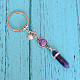 Natural Amethyst Bullet Pendant Keychains&nbsp;KEYC-PW0009-03F-1