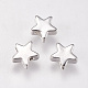 真鍮ビーズ  スター  プラチナ  6x6x2.5~3.3mm  穴：1mm&nbsp;KK-E735-27P-1