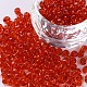 ガラスシードビーズ  トランスペアレント  ラウンド  レッド  6/0  4mm  穴：1.5mm  約300粒/30g&nbsp;X2-SEED-A004-4mm-5-1