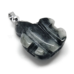 天然石&合成ミックスストーンペンダント  真鍮パーツ  カメ  プラチナ  25~28x13~18x6~12mm  穴：3x5mm&nbsp;X-G-Q948-06