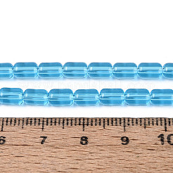 透明ガラスビーズ連売り  バレル  ライトスカイブルー  6~6.5x4~5mm  穴：0.7~0.8mm  約64~65個/連  15.75~15.94''（40~40.5センチメートル）&nbsp;GLAA-T028-14T-04