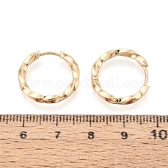 304ステンレススチールフープピアス  ツイストリング  18KGP本金メッキ  17.5~18x19~19.5x2.5mm&nbsp;STAS-T074-50G