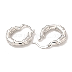 女性用ラックメッキ真鍮ジョイントフープピアス  鉛フリー＆カドミウムフリー  プラチナ  28x25.5x5.5mm  ピン：0.8mm&nbsp;EJEW-G342-02P