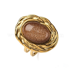 Oval Synthetic Goldstone Finger Rings&nbsp;RJEW-M063-01G-19