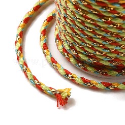 メタリック糸を使用した4本撚りポリコットンコード  手作りマクラメ綿ロープ  ひも壁掛け用植物ハンガー  黄緑  1.5mm  約4.3ヤード（4m）/ロール&nbsp;OCOR-Z003-D97