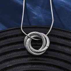 304 Stainless Steel Triple Circles Pendant Necklaces for Women&nbsp;NJEW-Z044-14P