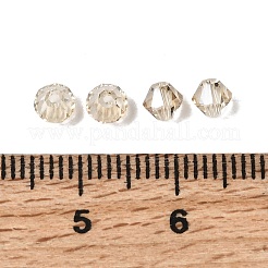 透明ガラスビーズ  双円錐形  多面カット  アンティークホワイト  4x3.5mm  穴：0.8mm  約720個/袋&nbsp;GLAA-K072-04E