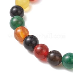 女性用天然瑪瑙ビーズストレッチブレスレット  ラウンド  ミックスカラー  ビーズ：8mm  内径：2インチ（5.1cm）&nbsp;BJEW-JB12963