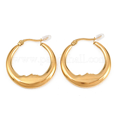 ムーン 304 ステンレススチール フープピアス（女性用）  ゴールドカラー  30x4mm&nbsp;EJEW-L312-01G