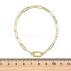 4mm真鍮ペーパークリップチェーンブレスレット  真鍮製スプリングゲートリング付き  ゴールドカラー  7.72インチ（19.6cm）&nbsp;BJEW-JB14355