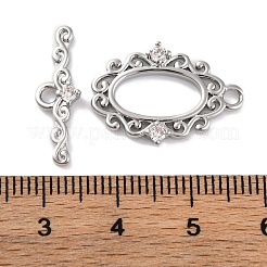 Brass Micro Pave Clear Cubic Zirconia Toggle Clasps&nbsp;KK-S403-17P