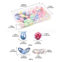 48Pcs 2 Styles UV Plated Acrylic Beads&nbsp;SACR-FS0001-37