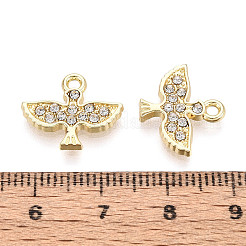 合金ラインストーンペンダント  鳥  鉛フリー＆カドミウムフリー  ライトゴールド  13.5x16x2mm  穴：1.6mm&nbsp;FIND-N008-16KCG