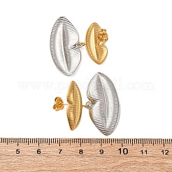 ツートンリップ 304 ステンレススチール ダングル スタッド イヤリング  ゴールデン·ステンレス鋼色  29.5x34.5mm&nbsp;EJEW-Z109-02GP