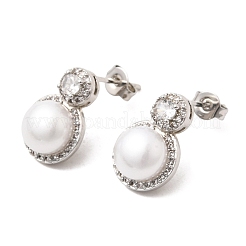 Brass Micro Pave Cubic Zirconia Stud Earrings&nbsp;CU-CBABA66-08P