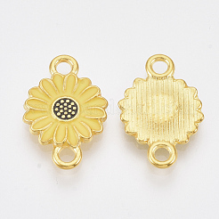 ゴールデントーン合金リンクコネクター  エナメル  デイジーの花  ゴールド  20.5x13.5x2.5mm  穴：2mm&nbsp;X-PALLOY-T072-001G-01