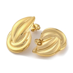 イオンプレーティング（IP）304ステンレススチール製スタッドピアス（女性用）  ナゲット  14KGP本金メッキ  29x20mm&nbsp;EJEW-N054-15G