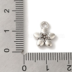 合金のチベット風チャーム  カドミウムフリー＆鉛フリー  花のチャーム  アンティークシルバー  13x10x2.5mm  穴：1.8mm&nbsp;TIBEP-L021-04AS-03