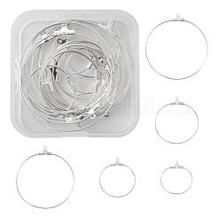 20個5サイズ304ステンレススチールペンダント  フープピアスパーツ  リング  銀  23.5~49x21~45x1.5~1.8mm  穴：1mm  21ゲージ  インナーサイズ：20~42.5x21.5~44mm  ピン：0.7mm&nbsp;STAS-LS0001-12S