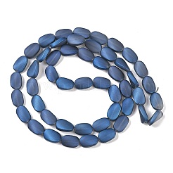 電気メッキガラスビーズセット  艶消し  オーバル  スチールブルー  14x9x4.5mm  穴：1mm  約50個/連  27.17インチ（69cm）&nbsp;EGLA-C009-01B-FR02