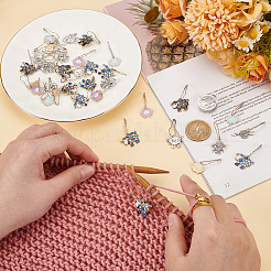 羊のテーマの DIY 編み物ツールセット  合金で包まれたカフリングを含む  合金エナメルペンダントステッチマーカー  鉄のブローチのパーツと  ミックスカラー  マーカー: 3.1~4cm  リング：17.1内径&nbsp;HJEW-AB00689