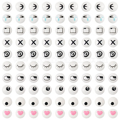 100Pairs 10 Styles Flat Round Cartoon Resin Cabochons&nbsp;CRES-TA0001-97