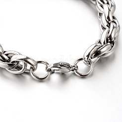 Tarnish Resistant 304 Stainless Steel Rope Chain Bracelets&nbsp;STAS-M175-05P-A