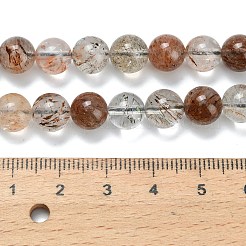 天然ブラックゴールドルチルクォーツビーズ連売り  ラウンド  ラウンド  8~9mm  穴：0.8mm  約47個/連  15.51インチ（39.4cm）&nbsp;G-L642-B09-8mm
