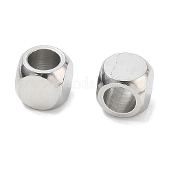 304ステンレススチールスペーサービーズ  キューブ  変色なし  ステンレス鋼色  6x6x6mm  穴：4mm&nbsp;SA-CBA97DF-02P-01