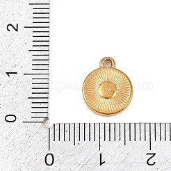 打ち出し加工された304ステンレススチールペンダント  フラットラウンドのチャーム  ゴールドカラー  12.5x10x2mm  穴：1.6mm&nbsp;STAS-L313-11G