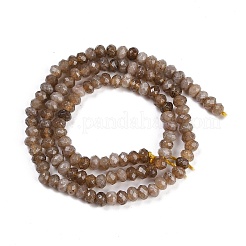 天然石ホワイトジェイドビーズ連売り  ファセットロンデル  染め  キャメル  4~4.5x3mm  穴：1mm  約112~121個/連  13.54''~13.98''（34.4~35.5センチメートル）&nbsp;G-Z069-01C