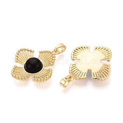 天然ブラックオニキス（染色＆加熱）ペンダント  真鍮製の花のチャーム  18KGP本金メッキ  25x23x5~6mm  穴：5x2.5mm&nbsp;KK-N287-07G-04