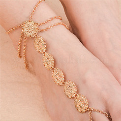 Alloy Flower Link Chain Layered Toe Ring Anklets for Women&nbsp;FS-WG5F2A8-01