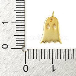 スターリングシルバーのハロウィンゴーストチャーム925個  丸カン＆スタンプ925個付き  ゴールドカラー  10.5x8.5x0.8mm  穴：2.8mm&nbsp;STER-NH0001-75G