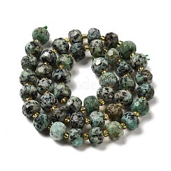 天然アフリカンターコイズ（ジャスパー）ビーズ連売り  シードビーズで  ファセットロンデル  7~8x5~6mm  穴：1mm  約45~46個/連  14.57''~14.96''（37~38センチメートル）&nbsp;G-P508-A06-01