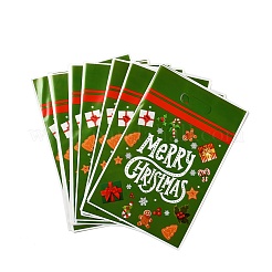 50Pcs Merry Christmas Printed OPP Cellophane Packaging Bags with Die Hole Handle&nbsp;ABAG-C013-05