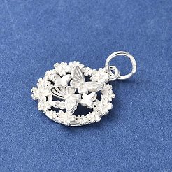 スターリングシルバー 925D ペンダント 3 個  蝶のチャーム付きガーランド  スタンプ925個付き  銀  16x13.5x3mm  穴：3.4mm&nbsp;STER-R012-08S