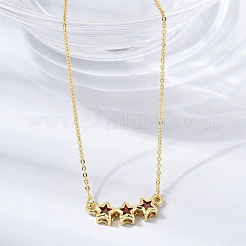 Brass Glass Triple Star Pendant Necklaces&nbsp;KK-CBAB173-03G-11